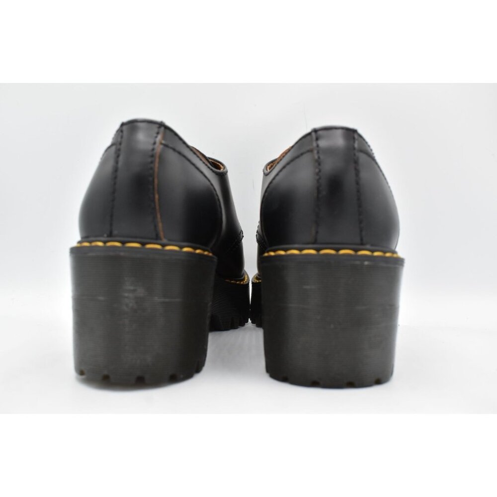 Dr Martens Women 10 Leona Lug Sole Platform Black Vintage Leather Derby Shoes - Picture 4 of 13